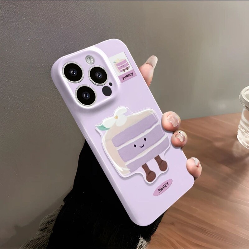 立体紫色蛋糕挂绳适用苹果16华为oppo小米vivo荣耀iPhone15手机壳|undefined