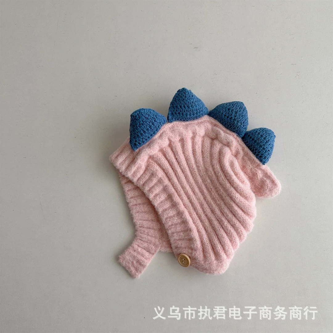 Зимние детские тёплые милые динозавры, earmuffs, вязаная шапка