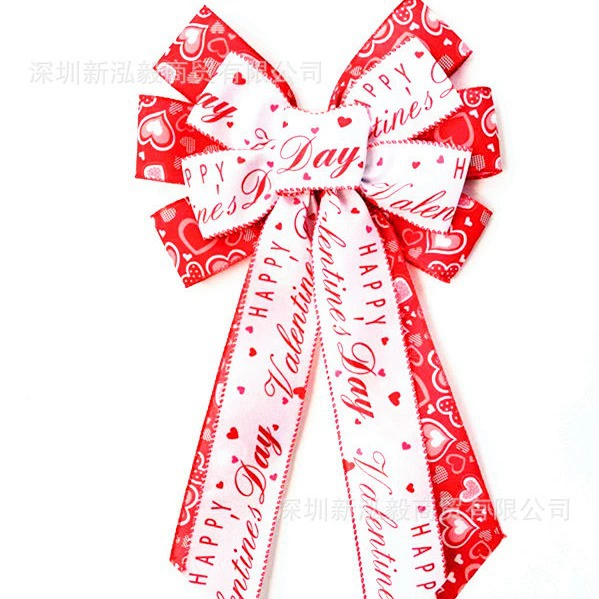День Святого Валентина двухслойный лук железная проволока копировальный край лента копировальный пояс Красная любовь трансграничное украшение Амазонки