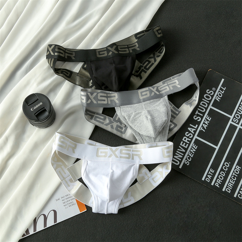 New Arrival Men's Underwear Pure Cotton Sexy Classic Design Crossover Double T-Shapes Back Hollow Low Waist Briefs