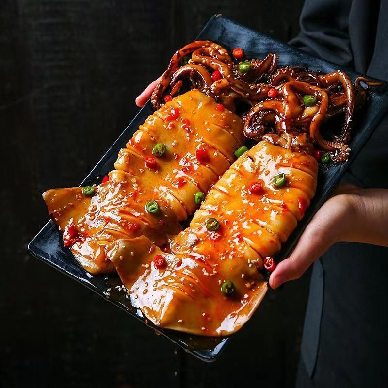 すぐに食べられるBBQイカ、ネットセレブのイカスナック、スナック、海鮮調理食品、スパイシーアイカ触手|undefined