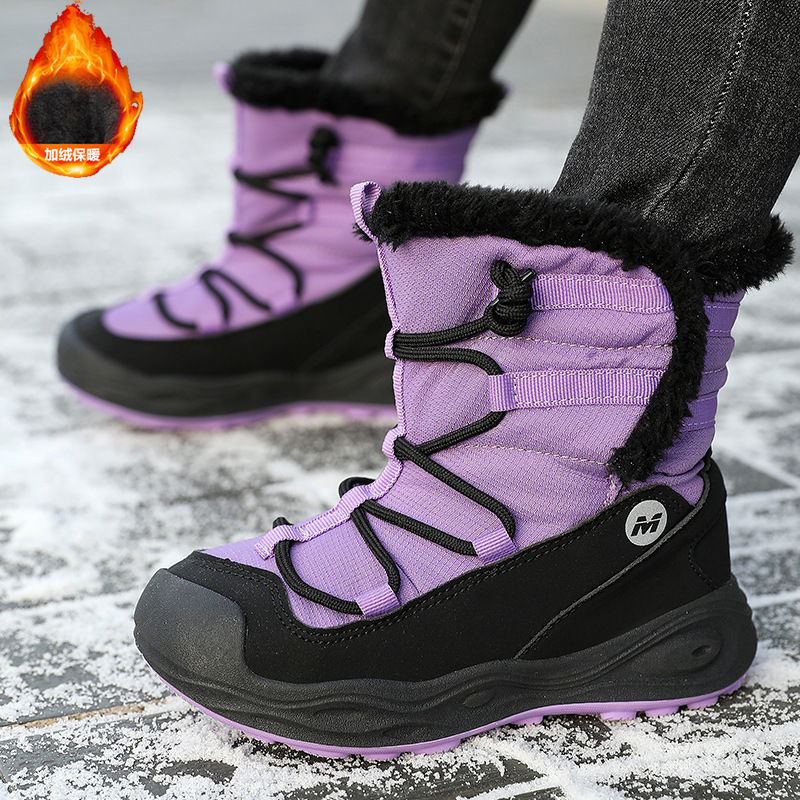 Manufacturer Wholesale Waterproof Children's Snow Boots Boys' Large Cotton Thickened Girls' Non-Slip Outdoor Warm High-Top Cotton Shoes