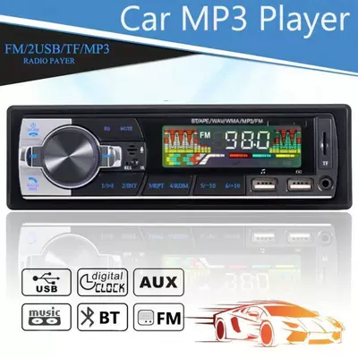 Car Radio 12V/24V Audio System Multifunctional Bluetooth Mp3 Player Replacement for Car Cd Player (Car mp3) - black