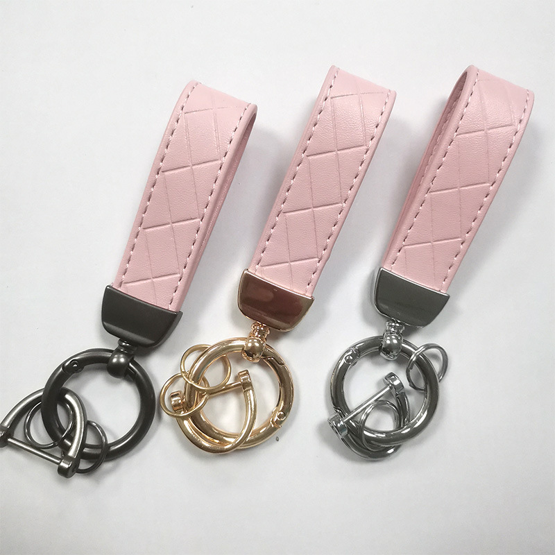 Simple Style Solid Color Pu Leather Zinc Alloy Women's Bag Pendant Keychain display picture 2