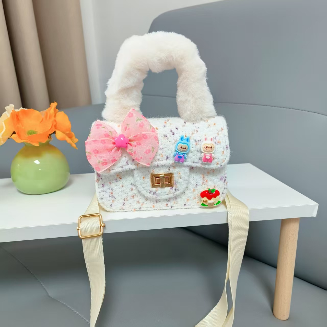 Bolsa de princesa de arco de dibujos animados para niños Año Nuevo bolso de hombro bolso de cadena pequeña bolsa de accesorios de viento fragante