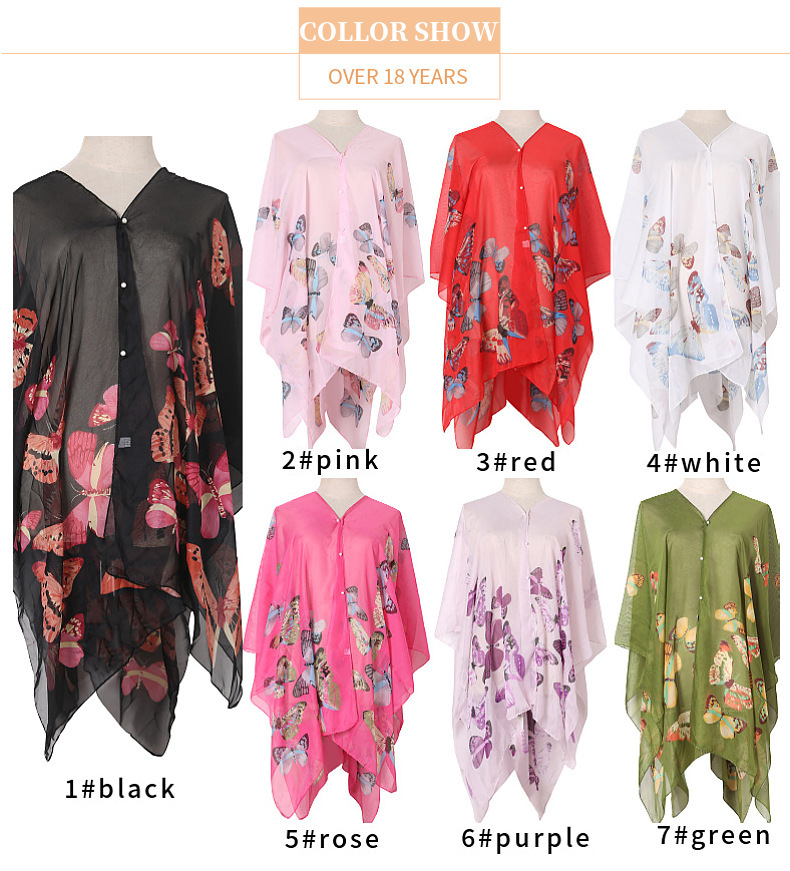 150g Weight Shawl Classification Daily Occasion Polyester Material Flower, Butterfly Pattern Summer, Spring, Autumn Season Women's Gender Streetwear Style Women's Streetwear Flower Butterfly Polyester Shawl 4