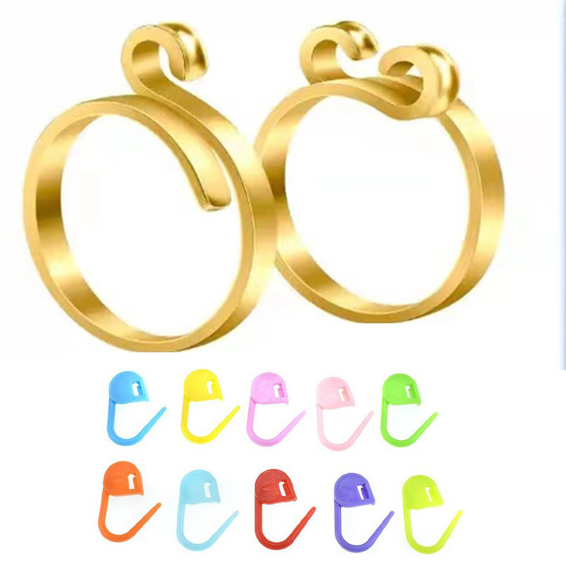 Ganchillo con hilo anillo cinta joyería gancho lana plata tailandesa apertura ajustable dedo índice tejido anillo de la cola con hebilla de marca