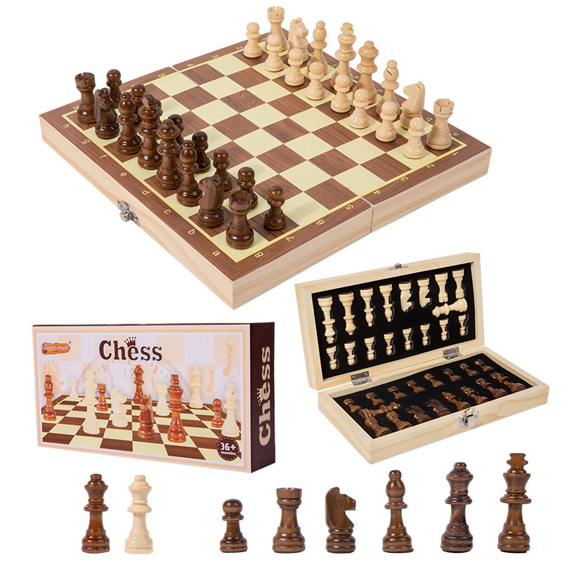 Ajedrez magnético transfronterizo de madera 2 en 1 ajedrez plegable juegos juegos competitivos para adultos y niños juguetes de puzzle al por mayor
