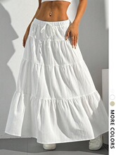 Q 63035 Elegant White Tie Waist Long Skirt ���Ű�ɫ����ȹ