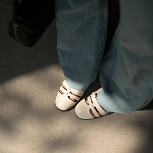 cowhide version! Niche Design Woven Strap Sandals Women's 2025 New Summer Round Head Thick Heel Seaside Roman Shoes
