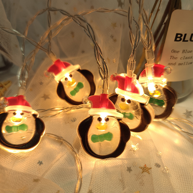 LED cadena de luz navideña Santa atmósfera navideña luces de color árbol de Navidad exterior impermeable luces decorativas atenuables