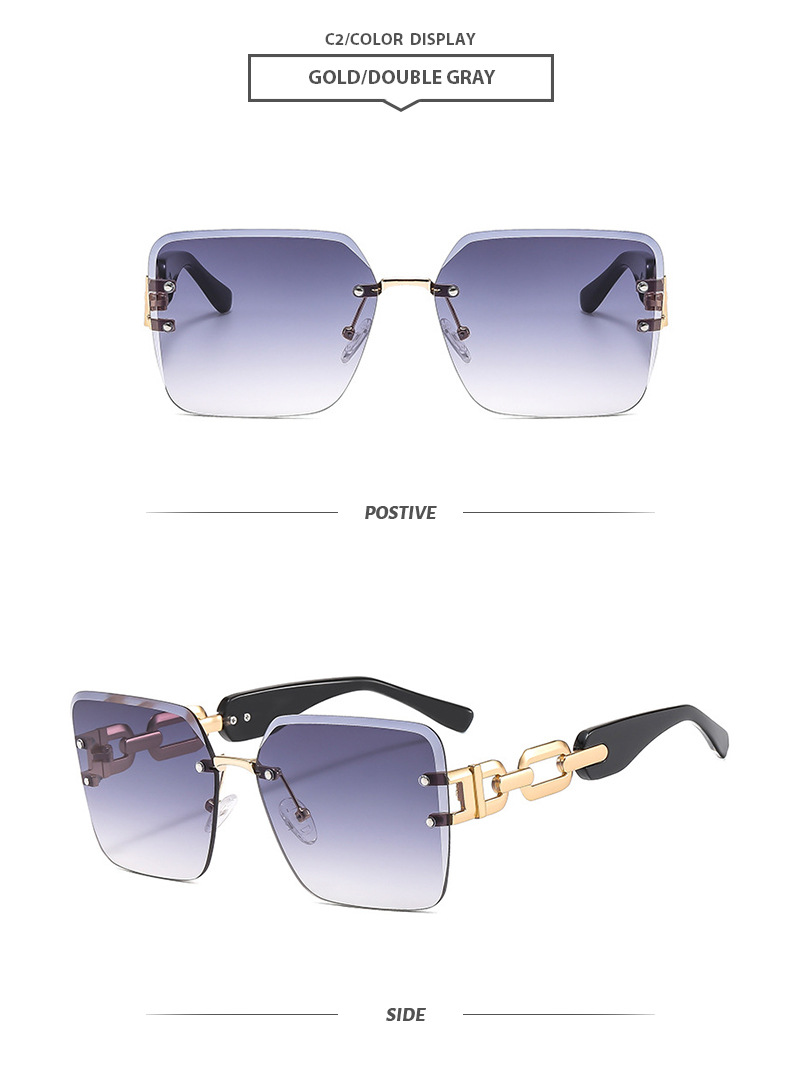 Square Glasses Style Vacation Simple Style Streetwear Solid Color PC UV400 Protection Square Frameless Women's Sunglasses