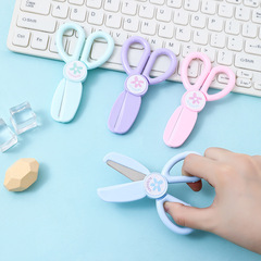 Child-friendly plastic safety scissors with colored round tips, non-slip handle, suitable for kindergartens, small size, effortless paper cutting scissors