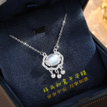 s999纯银祥云如意平安锁项链女宫廷风转运长命锁抖音同款秋冬项饰