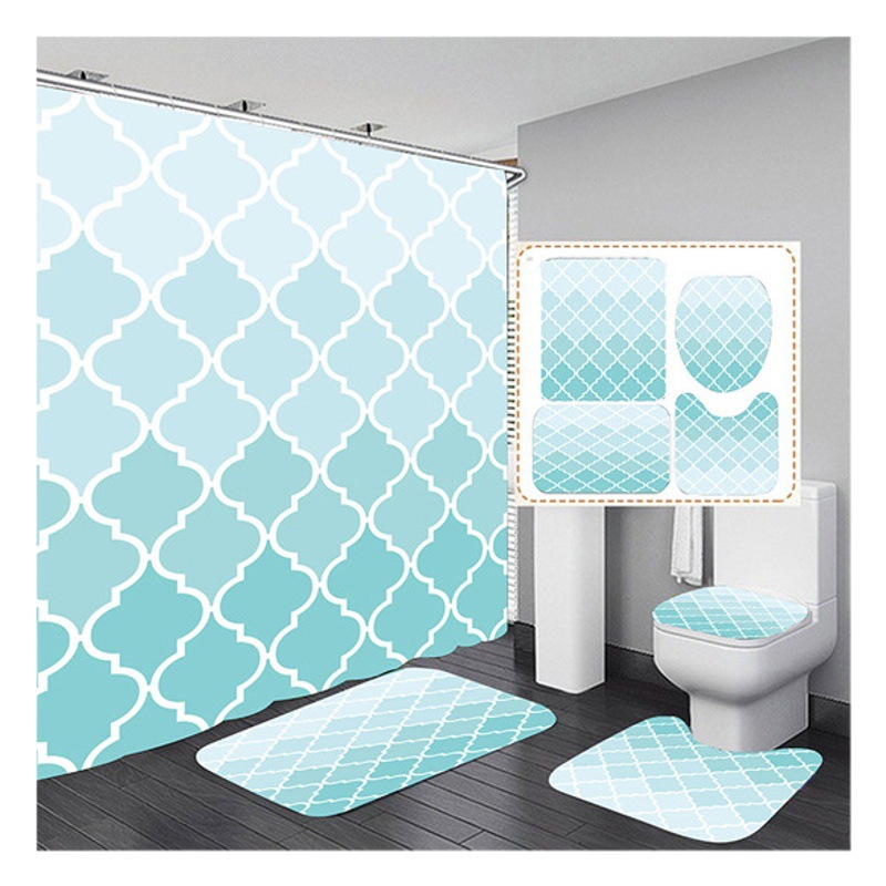 ins Style Bathroom Curtain Waterproof Mildew-proof Invisible Bathroom Curtain Waterproof Cloth Shower Curtain Punch-free Set
