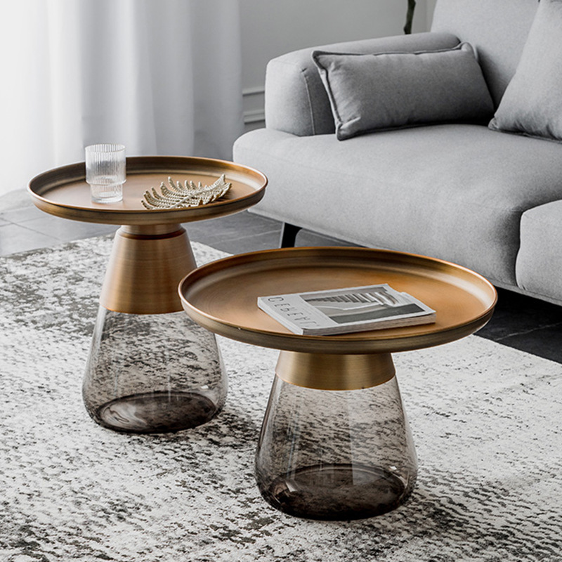 Nordic Designer Small Coffee Table Sofa Round Side Table Living Room Simple Modern Glass Corner Table Multifunctional Storage