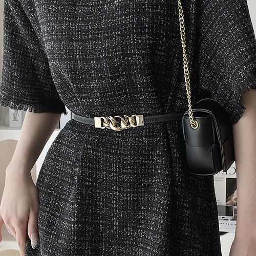 Simple elastic thin belt for women, decorative skirt, shirt belt, elastic and versatile metal buckle waist chain wholesale