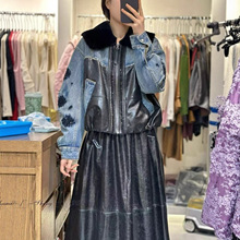 深圳南油原创高端时髦休闲独特风刺绣丝绒鹅绒羽绒服精品女装上衣