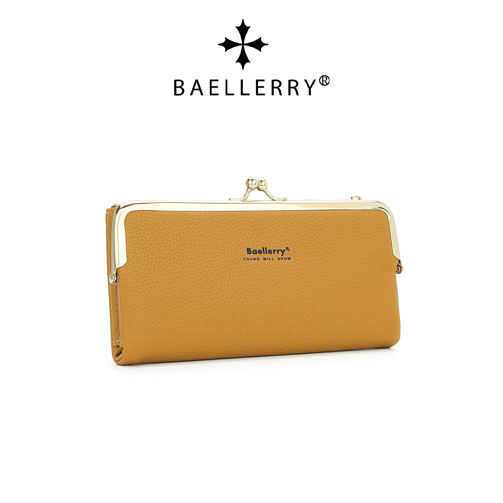 Baellerry nueva cartera larga de las mujeres de estilo coreano patrón de lychee multi-tarjeta de la moneda monedero de la mujer bolsa de la boca