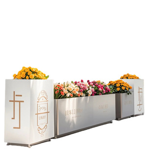 Rectangular iron can be combined square sales department municipal flower bed flower trough tree basin outdoor stainless steel flower box