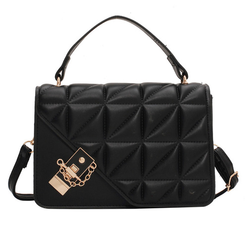 New retro solid color small bag  autumn fashion embossed crossbody bag Western rhombus simple handheld women's bag