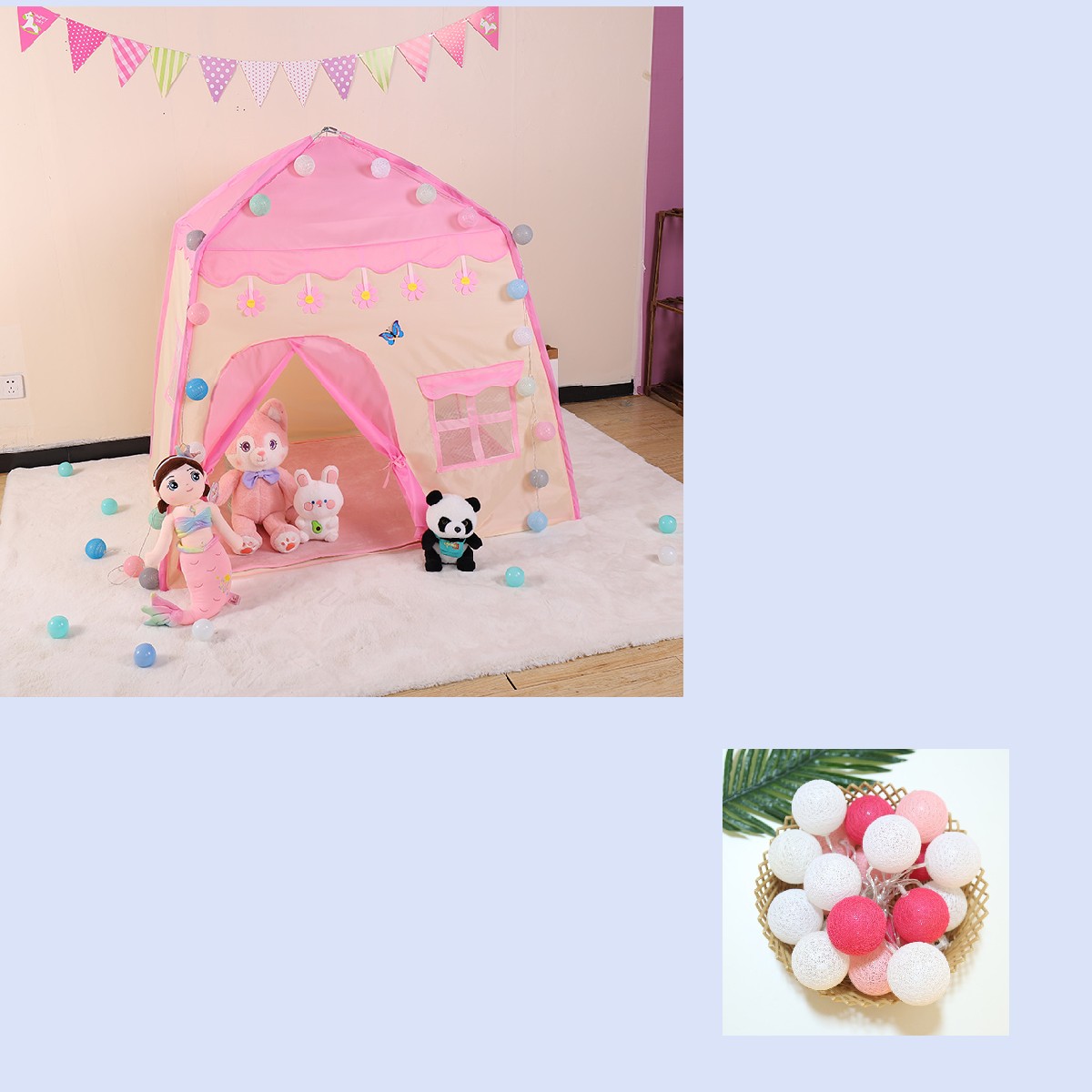 Pink tent+cotton ball lamp recommendation index 80%