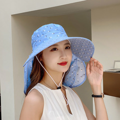 Summer sun hat for women, sun protection and face covering, Korean style big brim mom hat, cycling face protection sun hat, tea hat wholesale