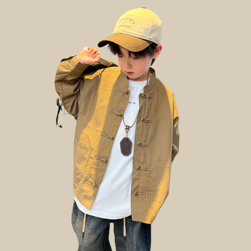 Chaqueta de patchwork china para niños para la primavera de 2024, nuevo estilo, top, Hanfu de otoño para niños grandes, fresco y moderno_voghion.com