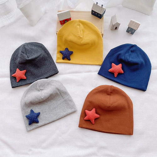 Double layer ear protection autumn and winter new baby hat newborn baby hat pure cotton knitted children's pullover hat