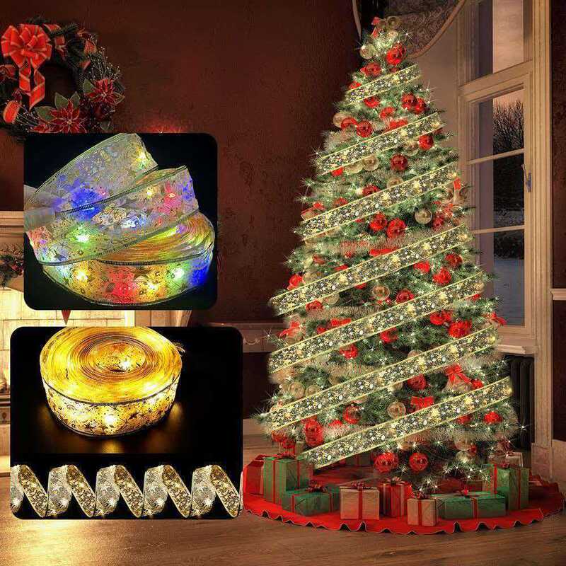 Christmas ribbon string lights, cross-border ribbon lights, LED string lights, Christmas tree decoration lights, bow ribbon lights Christmas ribbon string lights, cross-border ribbon lights, LED string lights, Christmas tree decoration lights, bow ribbon lights
