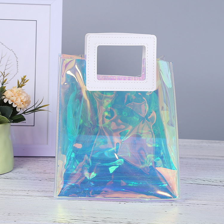 ins网红透明伴手礼袋 镭射幻彩生日宴会礼品袋 结婚婚礼PVC包装袋