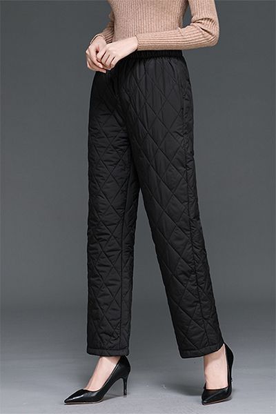 羽绒棉裤加厚老年人宽松女士外穿显瘦高腰百搭直筒妈妈裤棉裤女