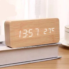 新しいファッション木の時計電子時計led日付温度表示電子目覚まし時計メーカー卸売り
