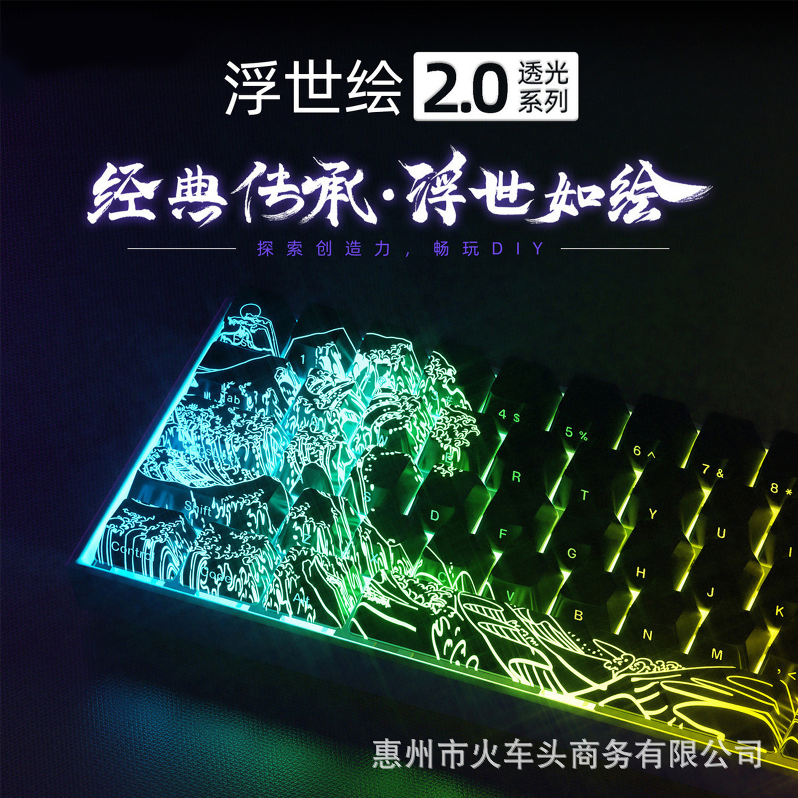 《浮世绘2.0》键帽臻选五面热升华工艺图案透光个性键帽侧透创意