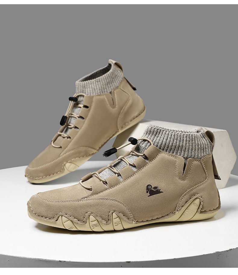 Bốt Martin cổ cao LDECK cổ vừa, thun co giãn, đế bằng, form unisex — C8007 kaki, C8007 màu xám, C8007 màu đen, C8007 đen M (kiểu lót nhung) chi tiết 28