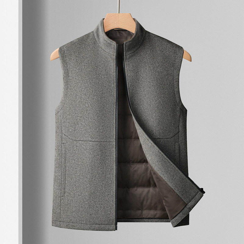 New autumn/winter collection: stylish and comfortable men's casual vest with a stand-up collar, made of wool, suitable for young and middle-aged men, sleeveless design
