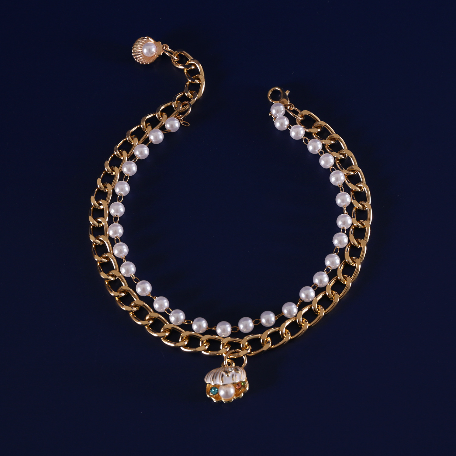 Collar de la serie del océano de la concha de la perla de la mascota, cadena de diamantes de la perla, gato, perro, princesa, collar de concha de color