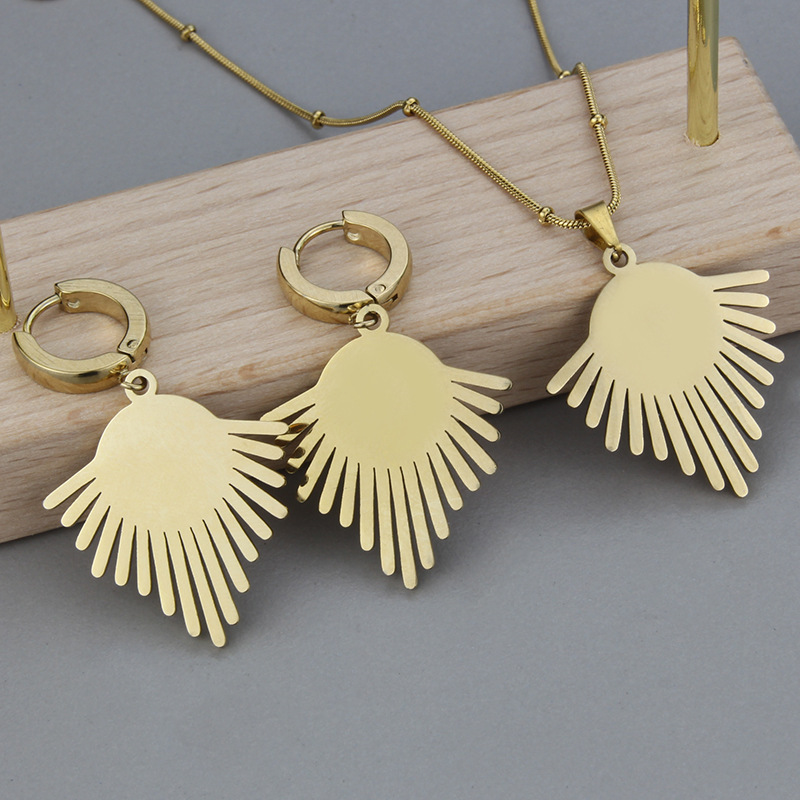 Simple Style Geometric Titanium Steel Earrings Necklace Artificial Gemstones Stainless Steel Necklac