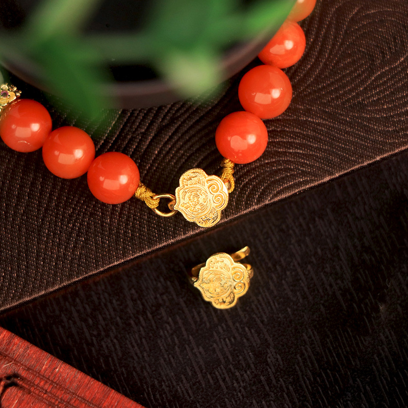 通体925银电镀24K金如意扣头夹扣古法工艺无事牌复古扣头配件饰品