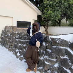 连帽毛领羽绒棉服女2025新款复古冬季美式短款棉衣保暖加厚外套