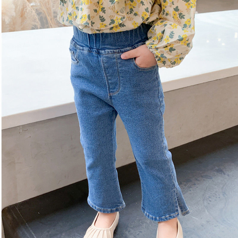 Corea de estilo extranjero primavera y otoño niños pantalones vaqueros de primavera y otoño niños pantalones de otoño para bebés de moda de otoño pantalones de boquilla