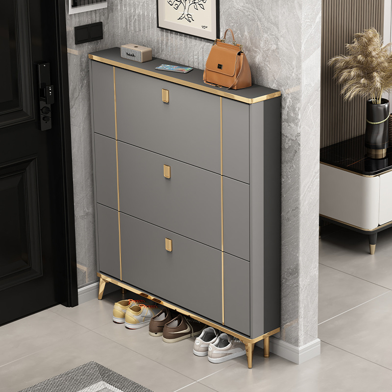 Light Luxury Small Apartment Ultra-thin Turning Bucket Shoe Cabinet Simple Modern Home Door Large Capacity Space-saving Storage Hall Cabinet