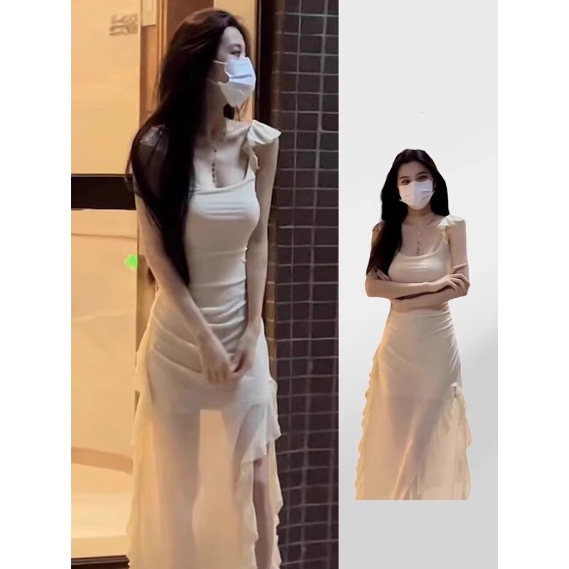 New Style Pure Desire Style French Style Sling Dress Summer Casual Women's Clothing Small Seaside Holiday Fairy Long Dress