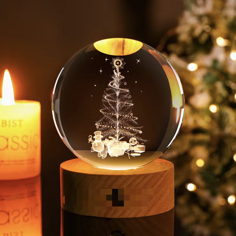クリスタルボール3d内彫刻サンタクロース星シリーズ工芸クリスマスプレゼントメーカー直販量大特恵|undefined