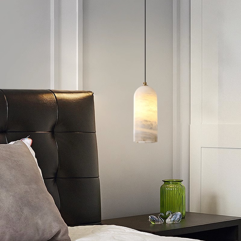 设计师云石单头卧室床头小吊灯网红现代新中式玄关阳台吧台长线灯