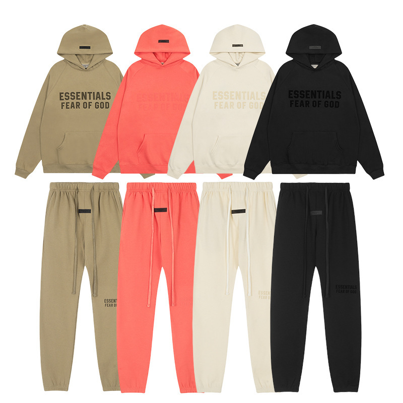 Fog Flocking Essentials Eighth Season Multi-Line High Street Loose Printed Couple Fleece-Lined Hooded Sweatshirt Jacket Fog Flocking Essentials Eighth Season Multi-Line High Street Loose Printed Couple Fleece-Lined Hooded Sweatshirt Jacket