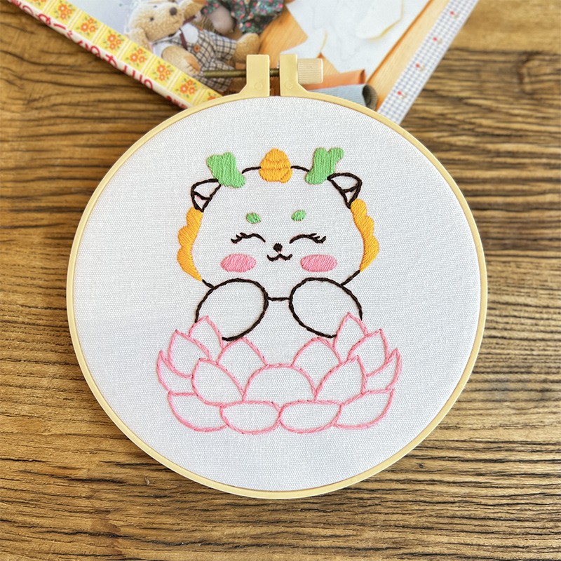 Lindo conejo bordado DIY colgando pintura de los niños Lu bordado puntada primaria práctica punto cruz dibujos animados pequeños adornos de animales