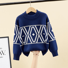 男童毛衣儿童新款秋冬款纯棉加绒打底衫中大童男宝加厚男孩针织衫