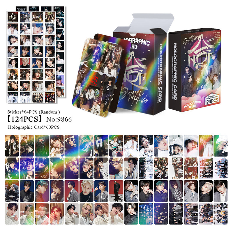 STRAYKID アルバム タータルチェーンカード ビッグヘッドステッカー 両面カラー印刷 LOMO カード フラッシュカード ホログラフィックカード 124 個|undefined