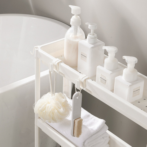 Household sandwich bathroom storage rack Multi-layer floor-mounted storage rack with pulleys Bathroom storage rack